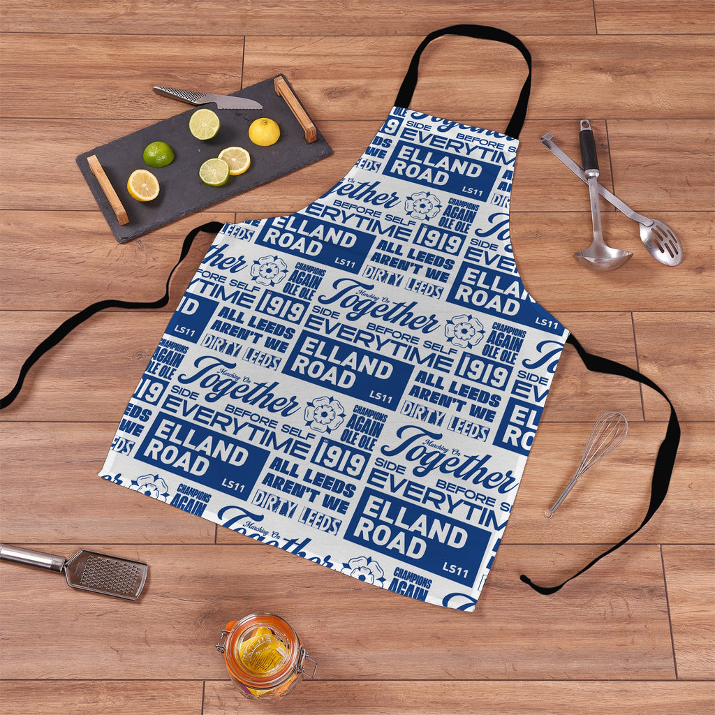 Leeds - Word Montage - White & Blue - Apron