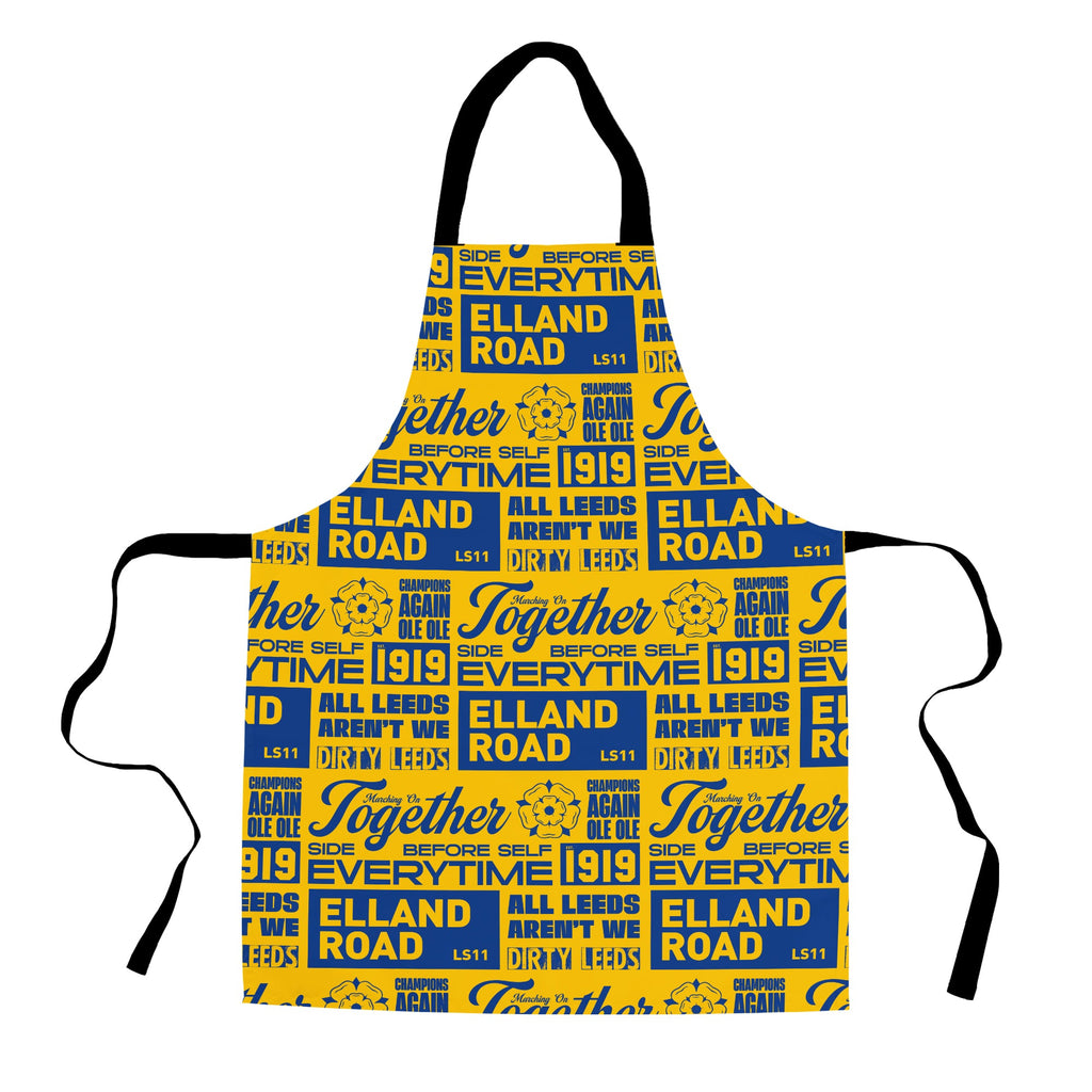 Leeds - Word Montage - Yellow & Blue - Apron