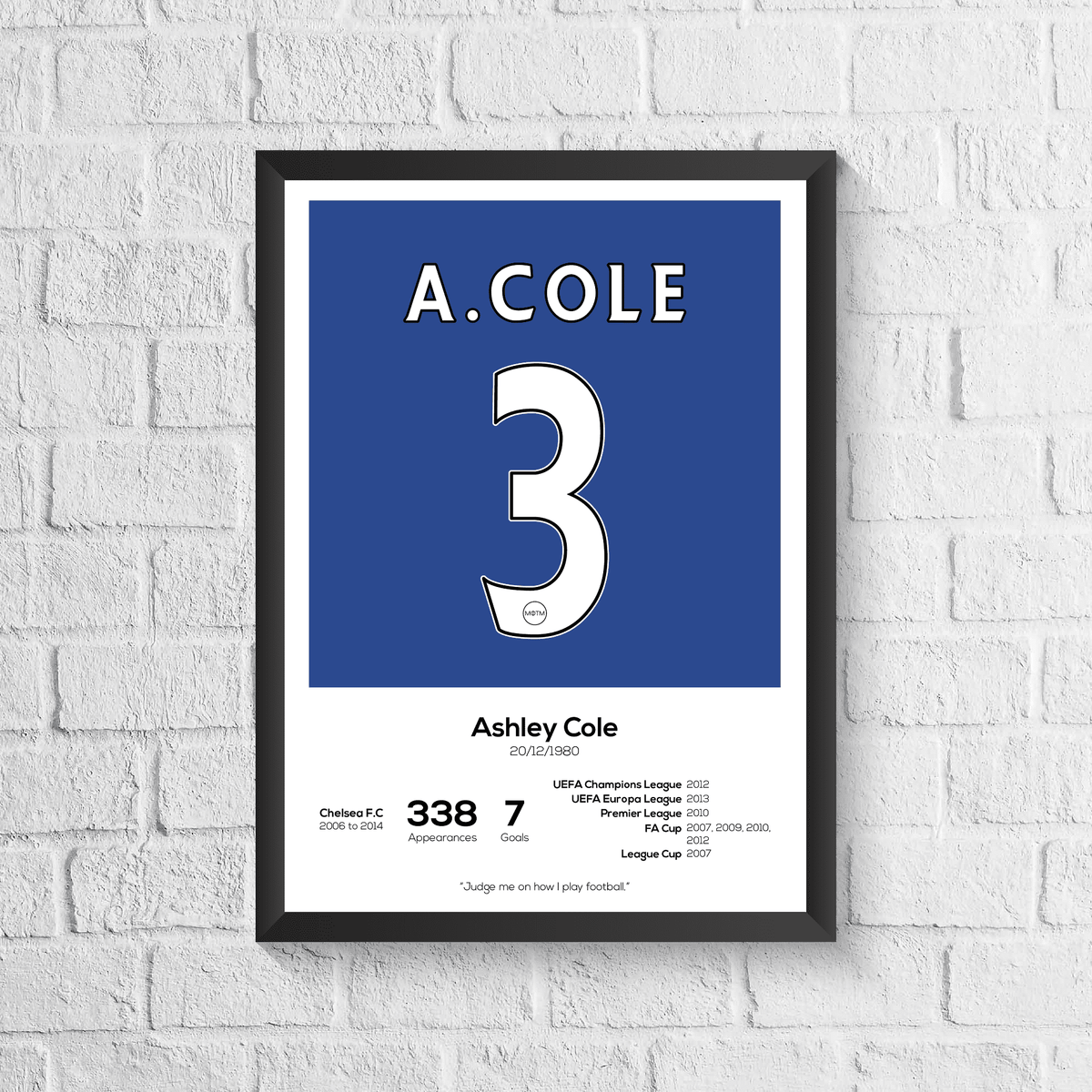 Ashley Cole Legend Stats Print