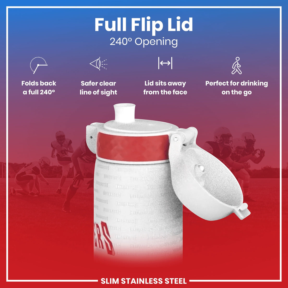 Leak Proof NFL Water Bottle, Stainless Steel, Tampa Bay Buccaneers, 600ml (20oz)