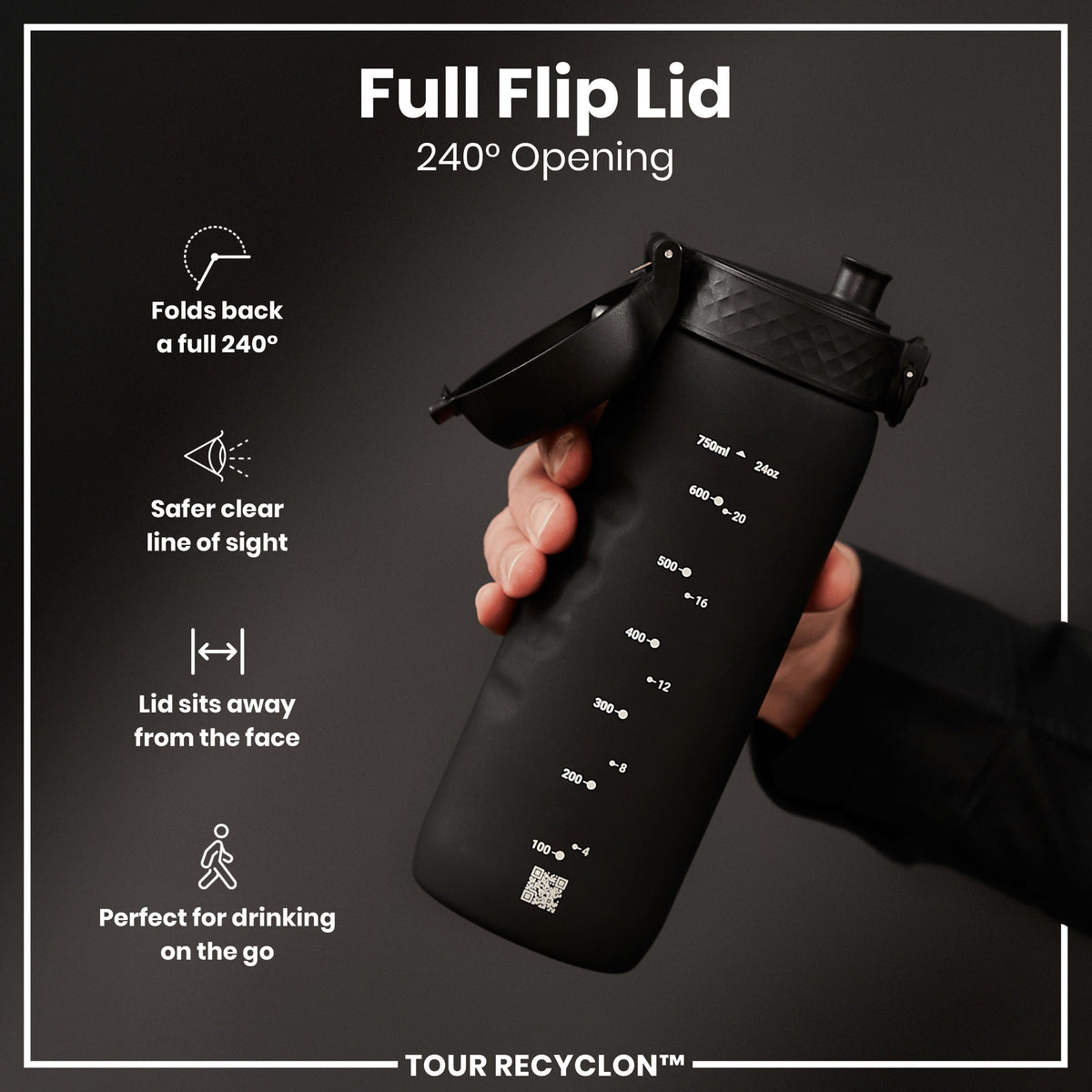 Bottle, Recyclon, Black, 750ml
