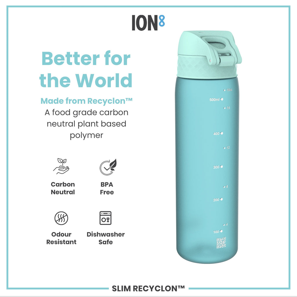 Leak Proof Slim Water Bottle, Recyclon, Sonic Blue, 500ml (18oz)