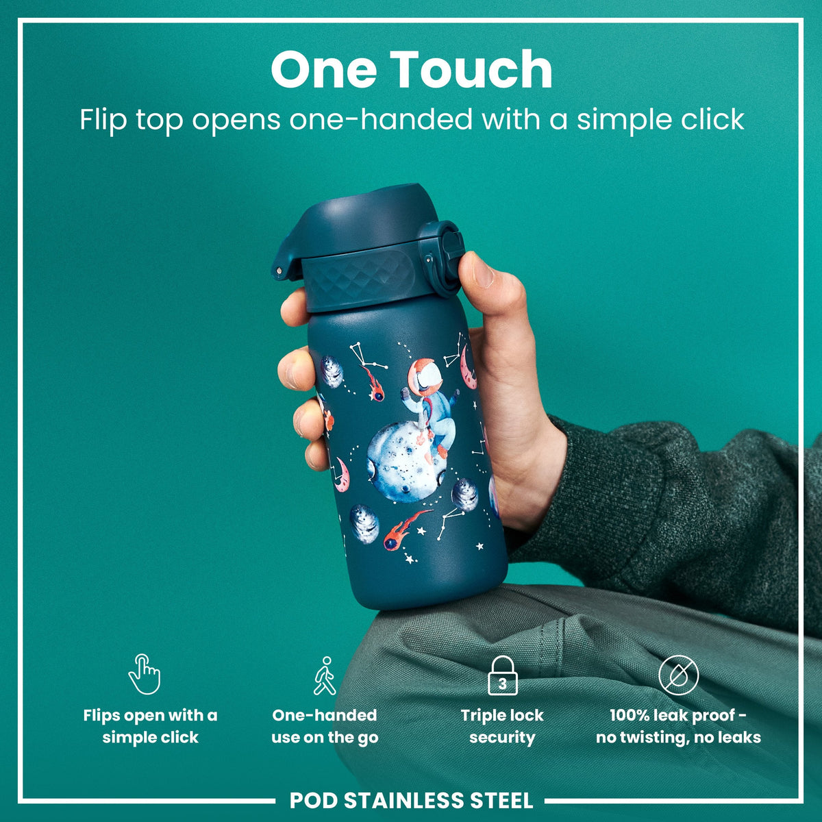 Leak Proof Thermal Steel Water Bottle, Insulated, Space, 320ml (11oz)