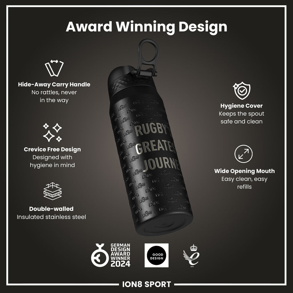 Lions X ION8 Insulated Steel Water Bottle, British & Irish Lions, Rugbys Greatest Journey, 750ml (24oz)