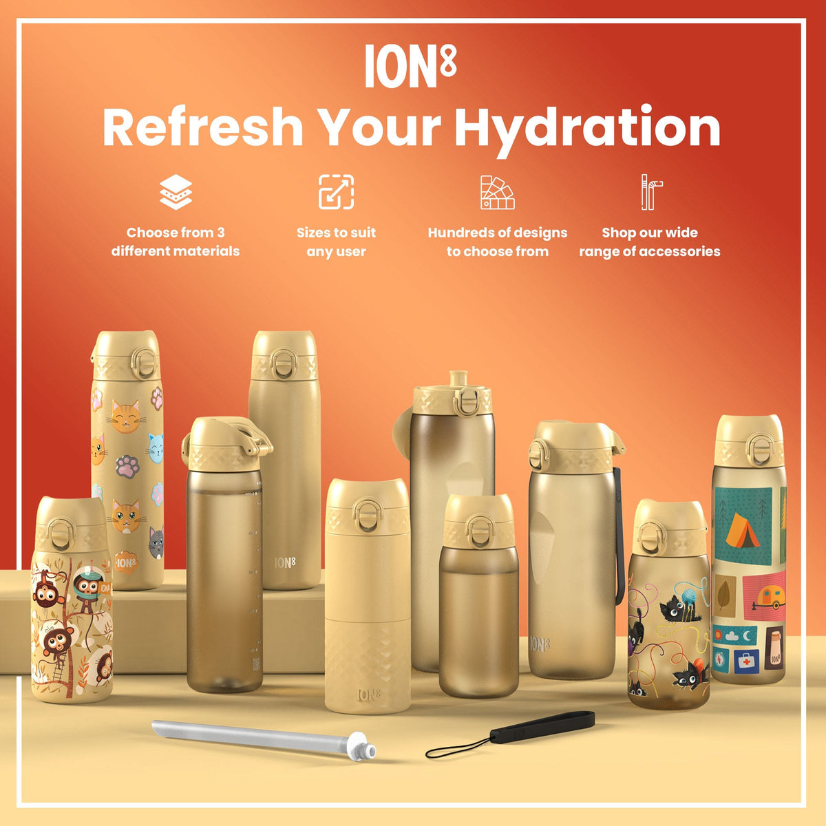 Leak Proof 1 litre Water Bottle, Recyclon, Desert, 1L