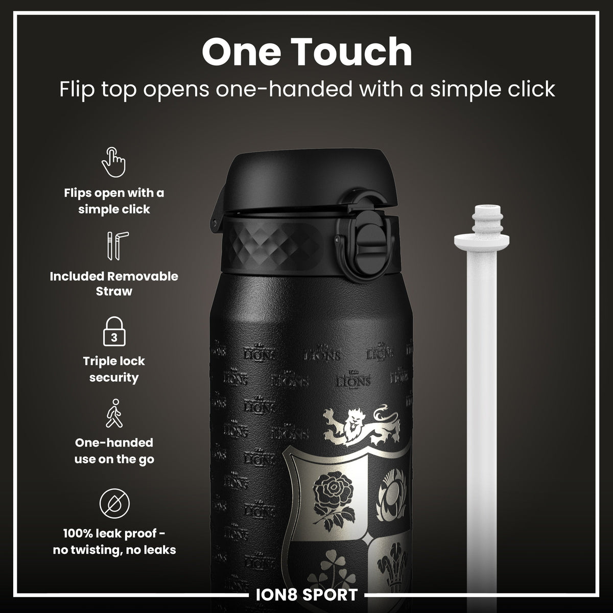 Lions X ION8 Insulated Steel Water Bottle, British & Irish Lions, Nothing Like The Lions, 750ml (24oz)