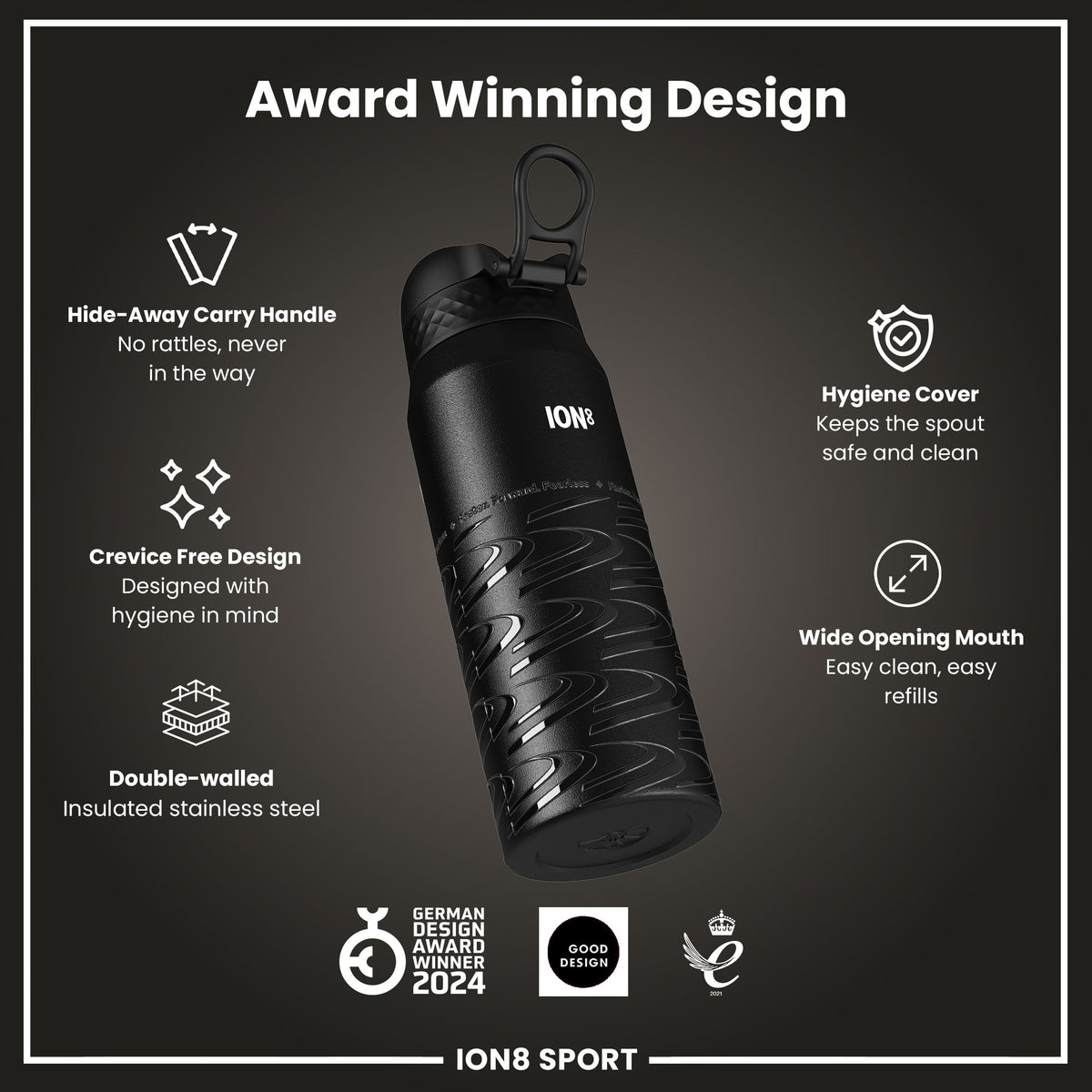 MotoGP x ION8 Insulated Steel Water Bottle, MotoGP Lean, 750ml (24oz)