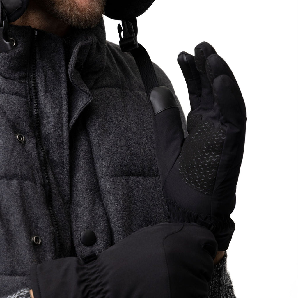 Mens Fleece Insulated Soft Shell Thermal Gloves with Touchscreen Fingertips