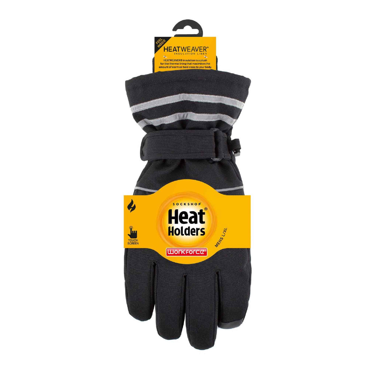 Mens Hi Vis Reflective Thermal Work Gloves with Touchscreen Fingertips