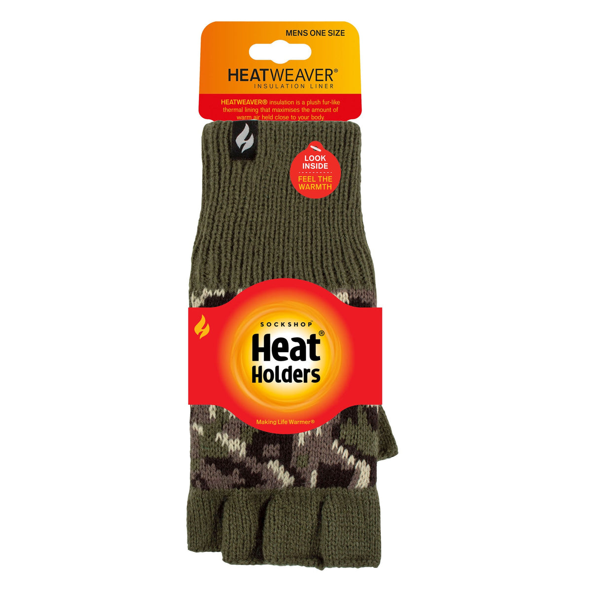 Mens Warm 3.2 TOG Fleece Lined Winter Thermal Fingerless Gloves