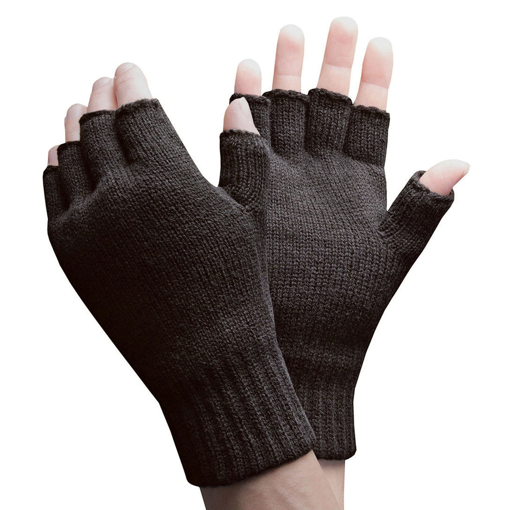 Mens Fingerless Gloves with Thermal Fleece Lining - 2 Pack