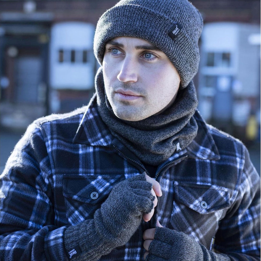 Mens Warm 3.2 TOG Fleece Lined Winter Thermal Fingerless Gloves