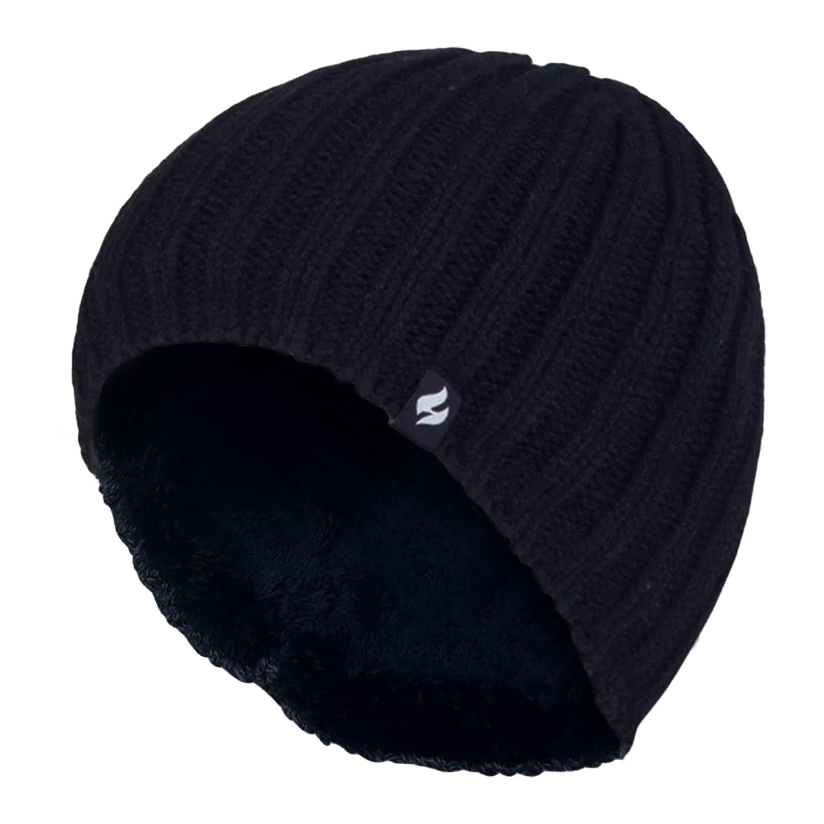 Mens 3.4 TOG Soft Fleece Lined Ribbed Knitted Thermal Winter Hat