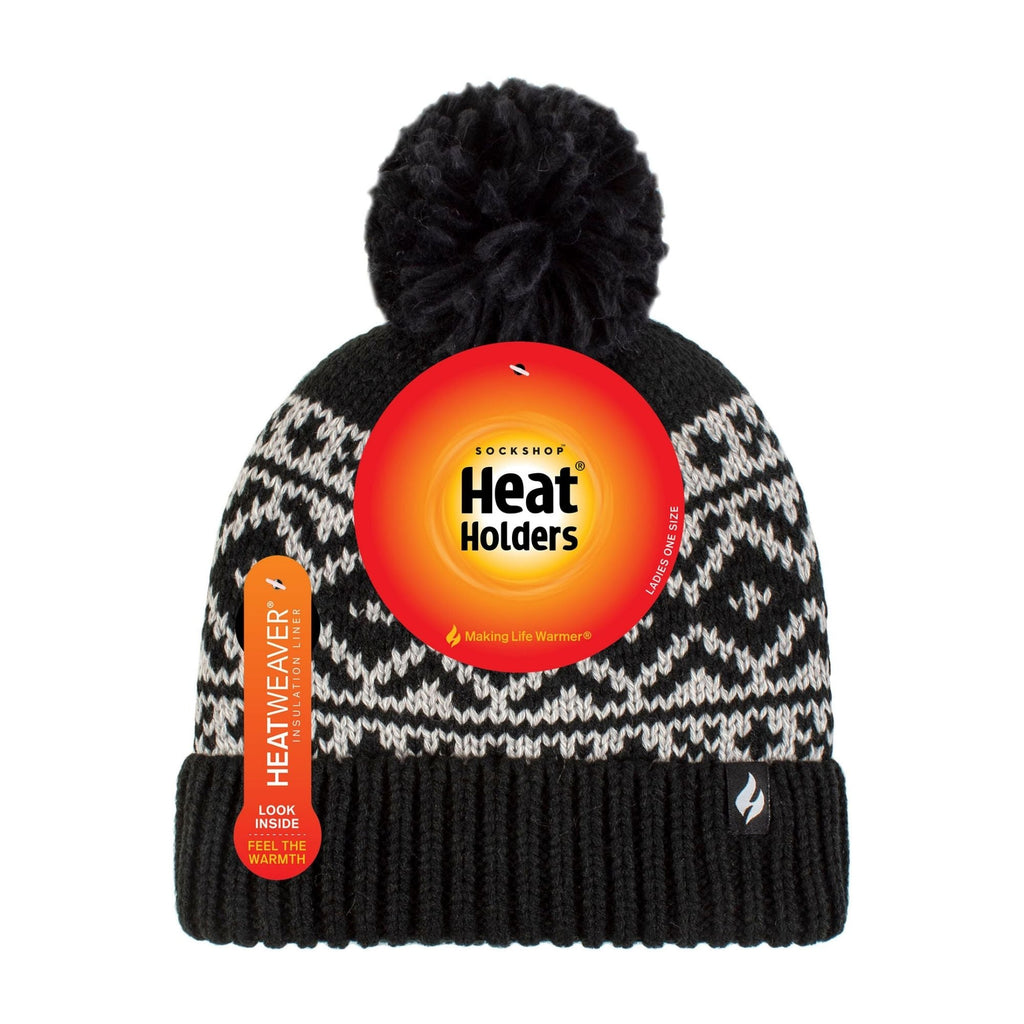 Cozy Patterned Bobble Hat for Women | Cable Knit Beanie with Fleece Lining