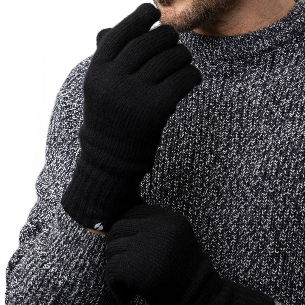 Mens Knitted Beanie Hat Scarf Gloves Set for Cold Weather