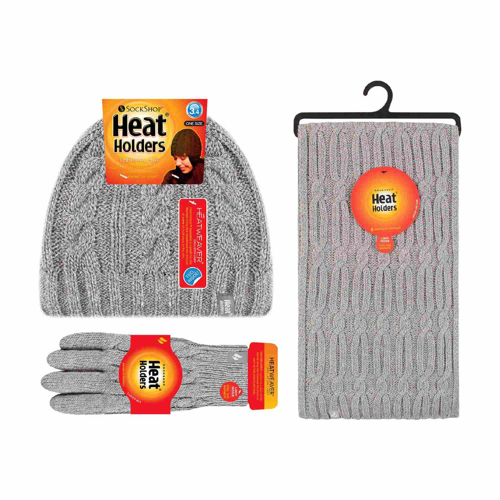 Ladies Knitted Thermal Hat Scarf & Gloves Set for Cold Weather