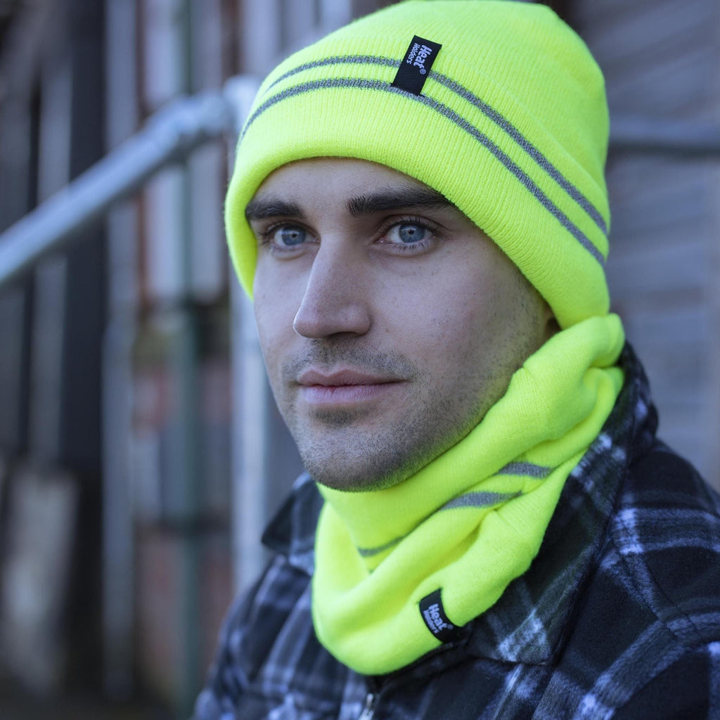 Mens Hi Vis Reflective Soft Fleece Lined Thermal Winter Neck Warmer