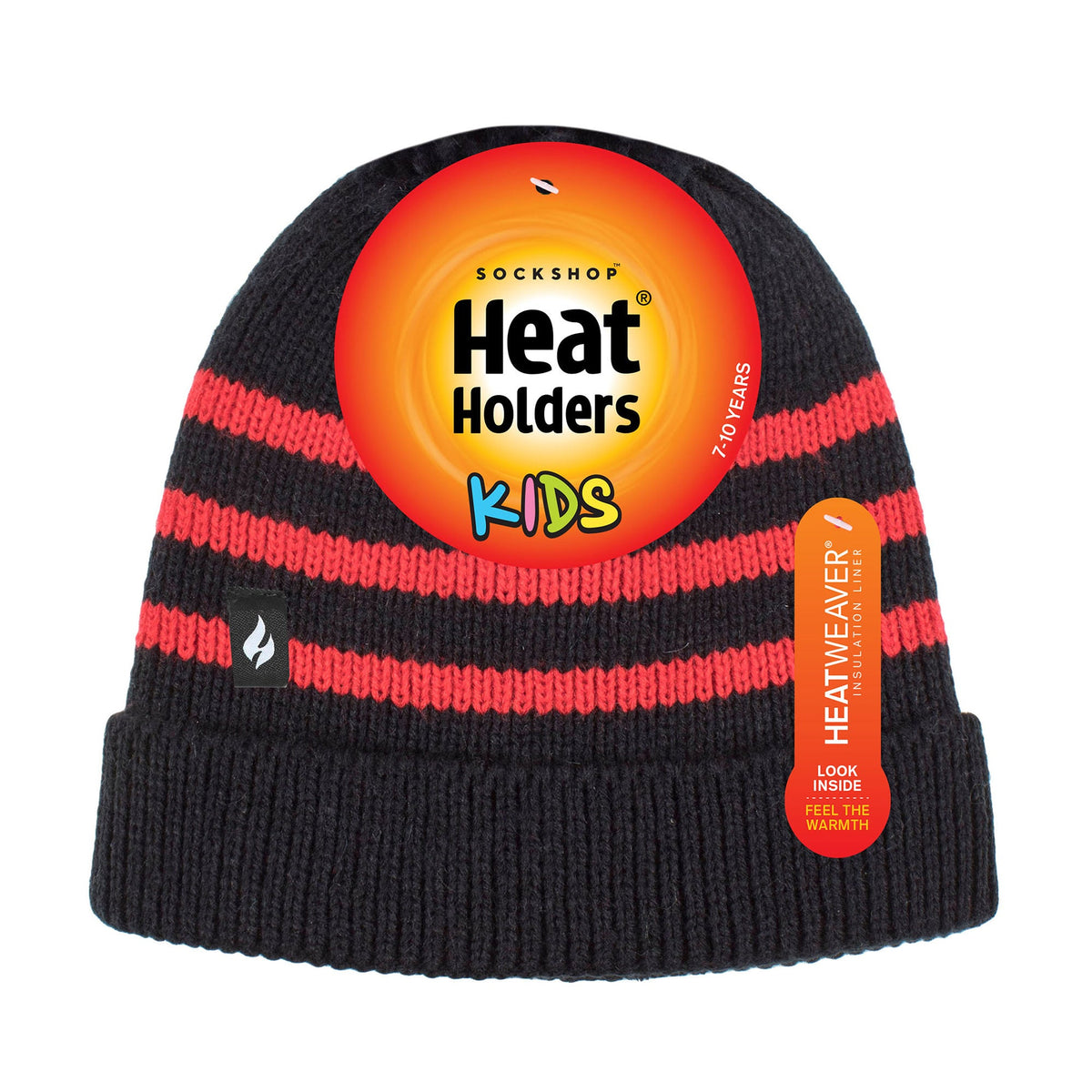Boys Ribbed Knit Turnover Thermal Winter Hat with Stripes