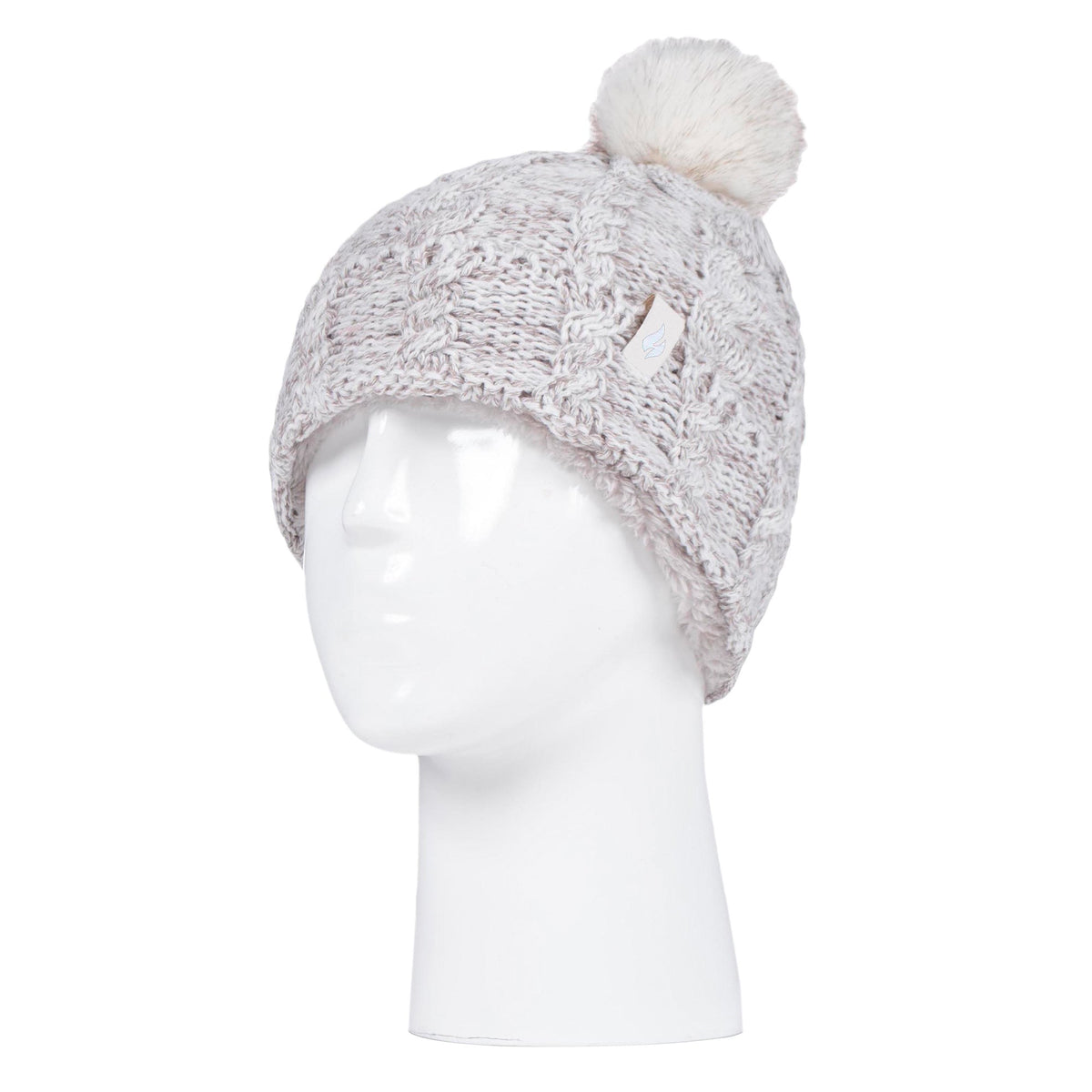 Girls Cable Knit Bobble Pom Pom Thermal Hat & Gloves Set