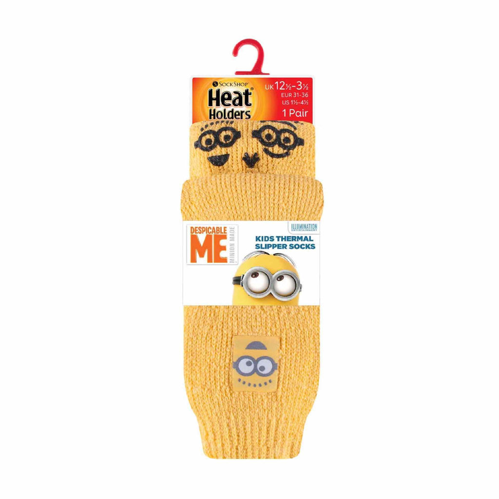 Childrens Minions Non Slip 2.3 Tog Thermal Slipper Socks with Grips
