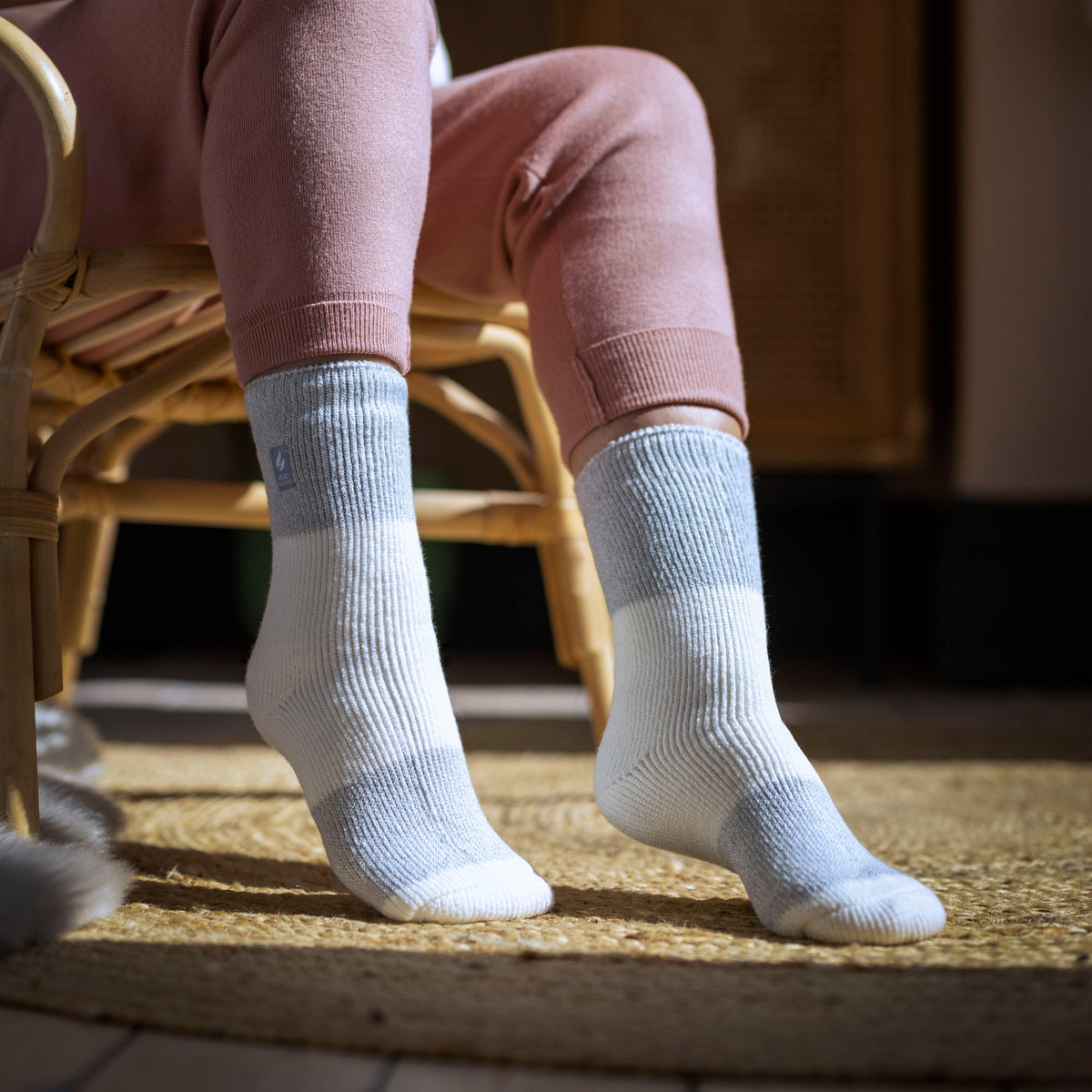 Ladies Wide Stripe Patterned Thermal Socks for Winter