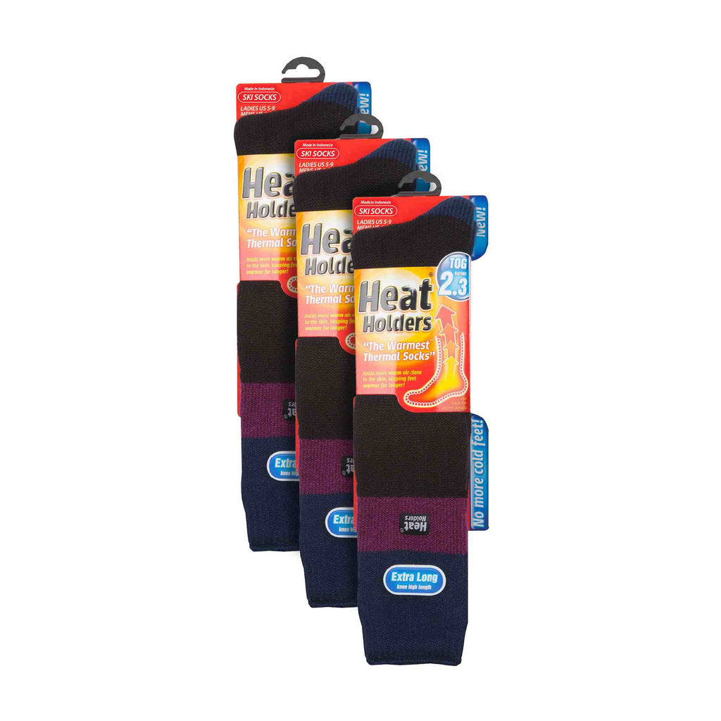 3 Pack Ladies Winter 2.3 TOG Thermal Long Knee High Ski Socks