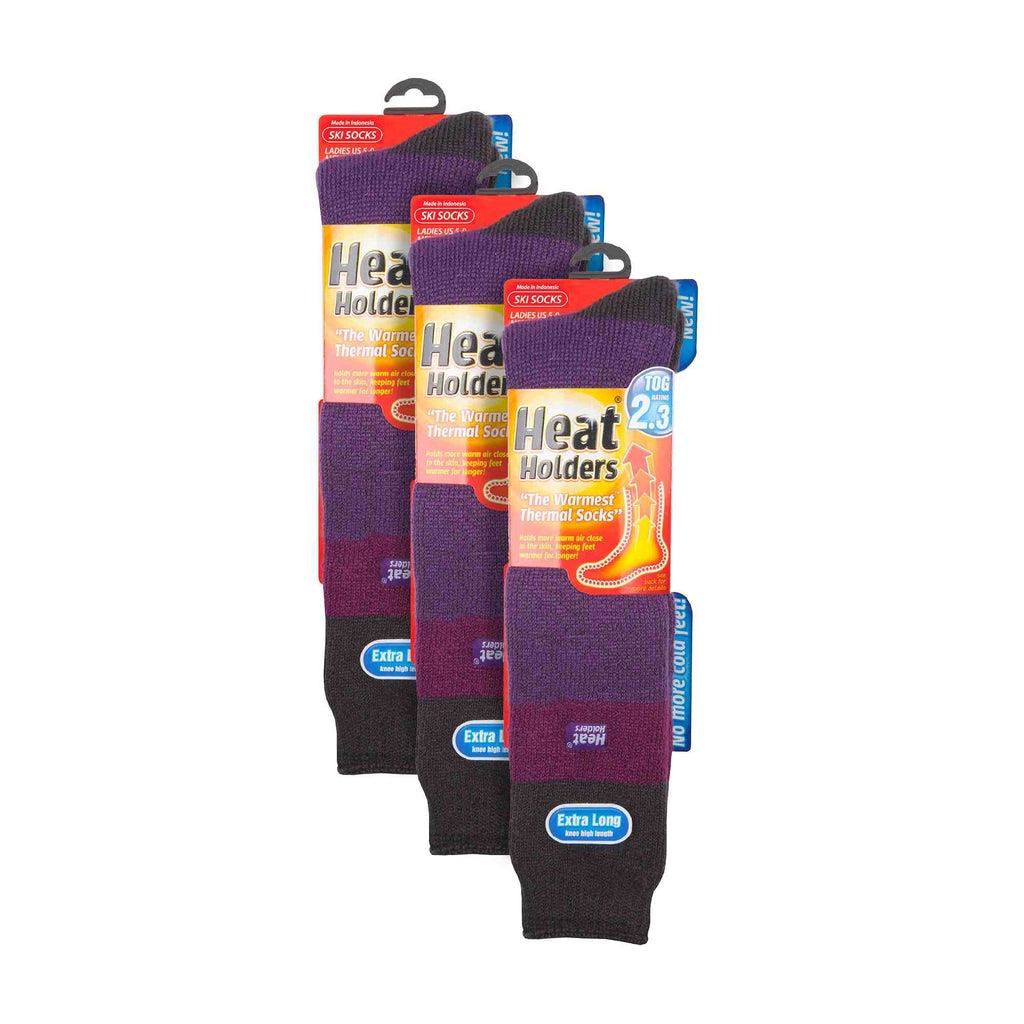 3 Pack Ladies Winter 2.3 TOG Thermal Long Knee High Ski Socks