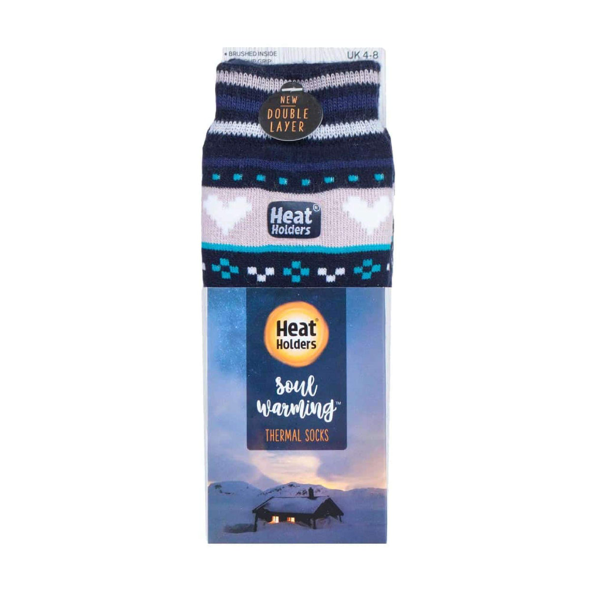 Ladies Fairisle Nordic Winter Non Slip Thermal Slipper Socks