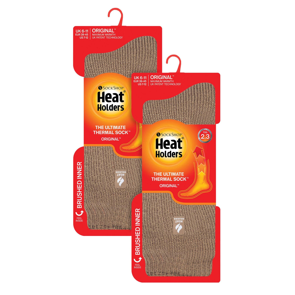 Mens 2 Pack Original Thermal Brushing Socks