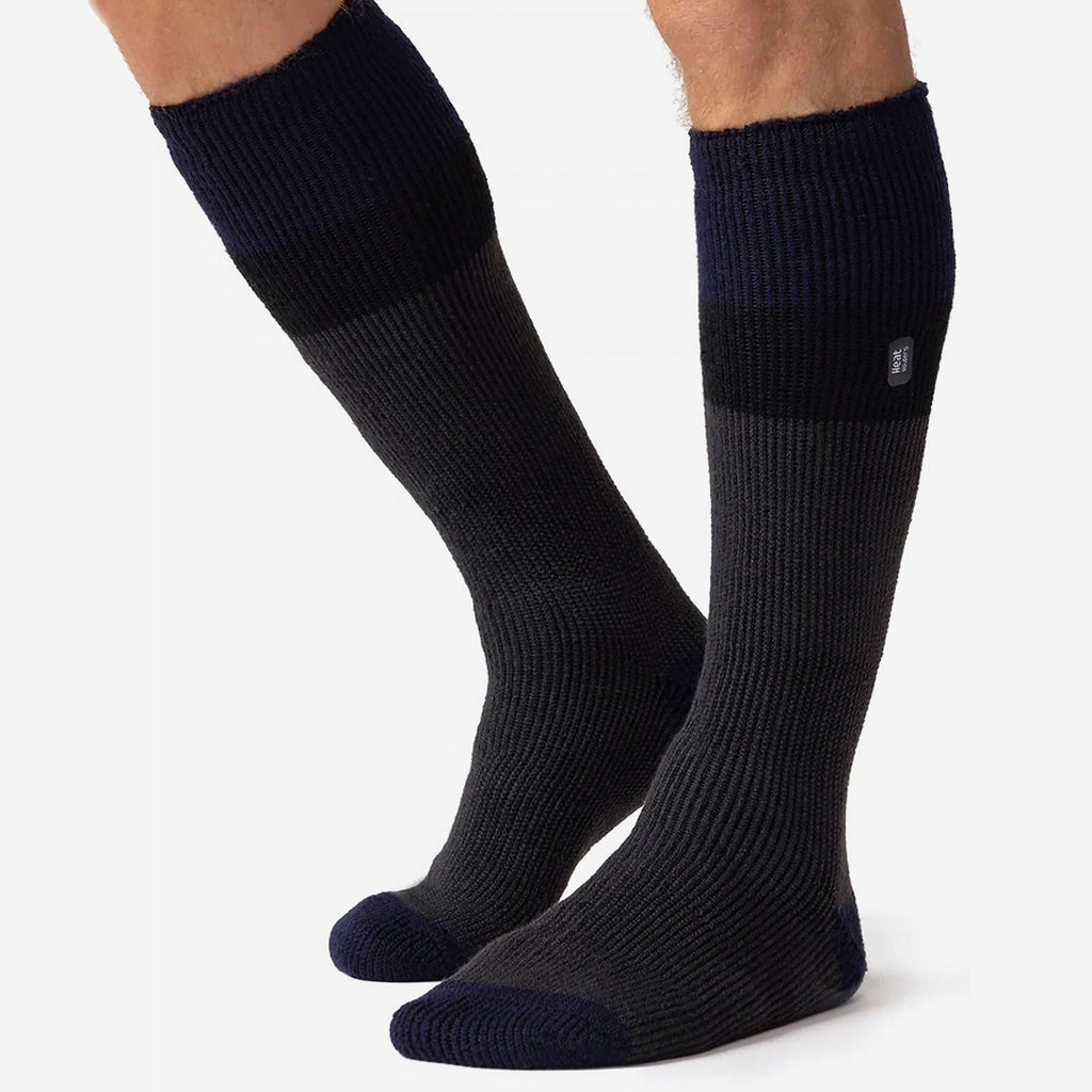 Men's Thermal Striped Ski Socks | High Quality Heat Holders Extra Long Socks