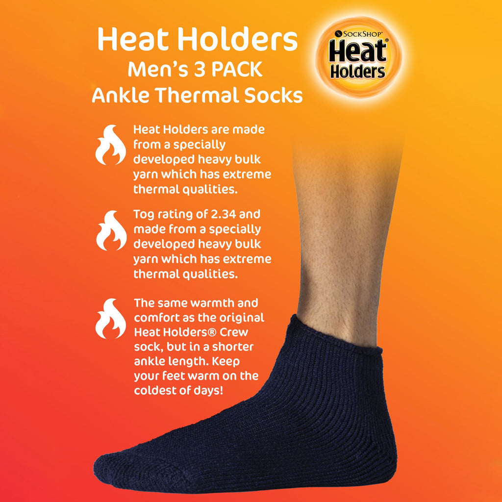 Mens 3 Pack Thermal Winter Soft Trainer Socks