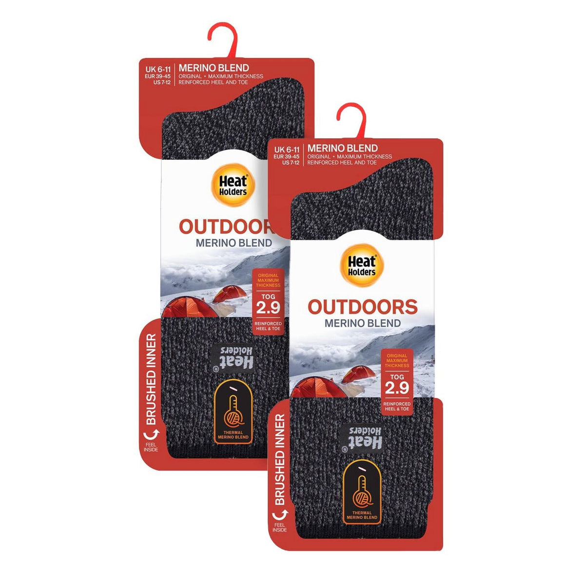 Mens 2 Pack Merino Wool Thermal Socks