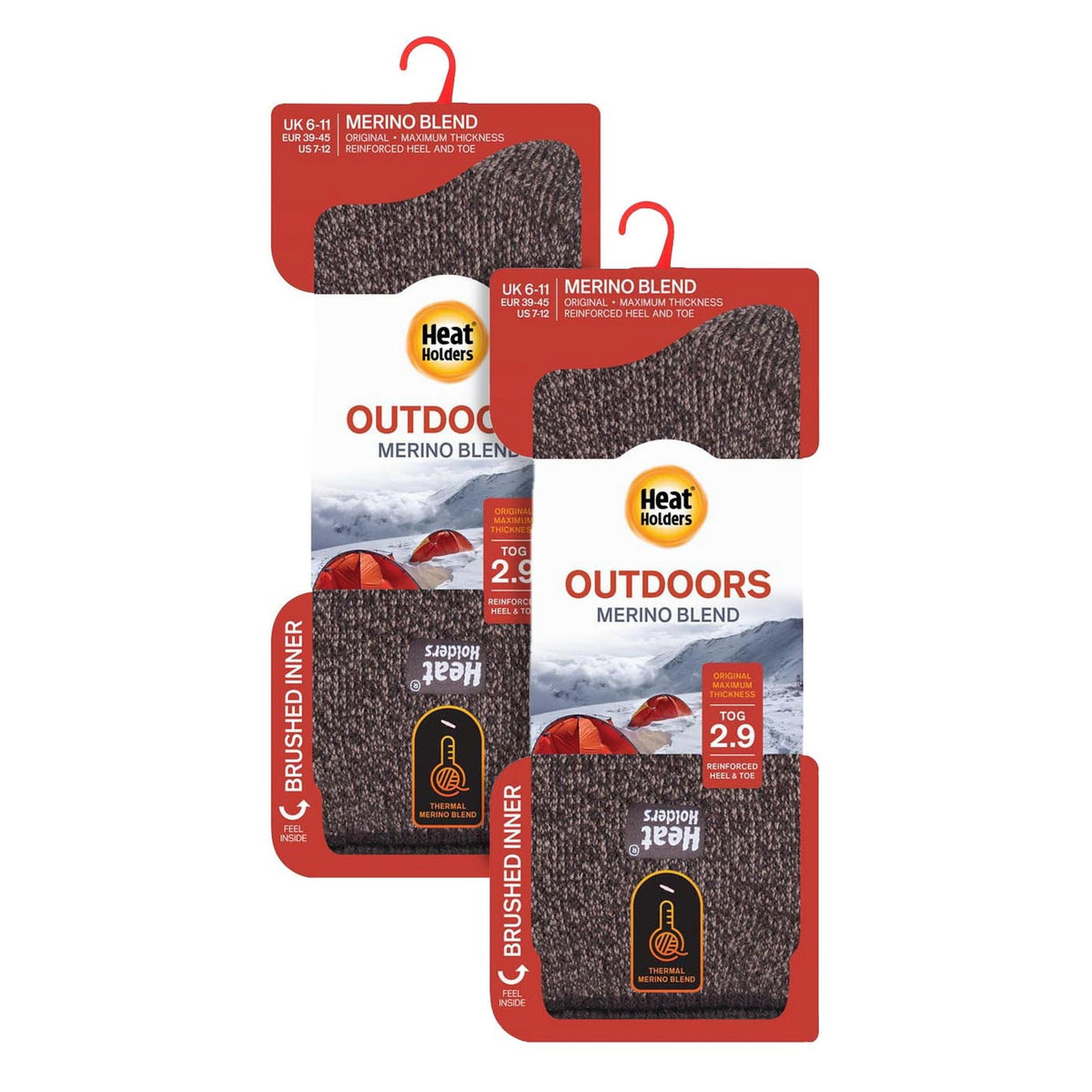 Mens 2 Pack Merino Wool Thermal Socks