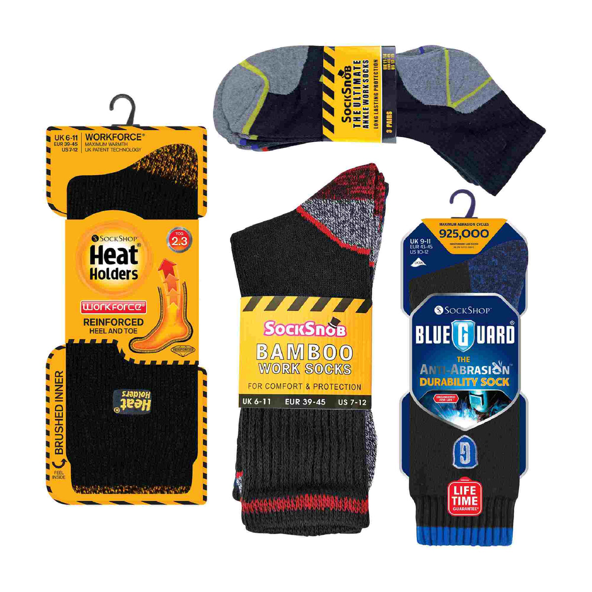 8 Pack Mens Work Socks All Year Round Bundle Set