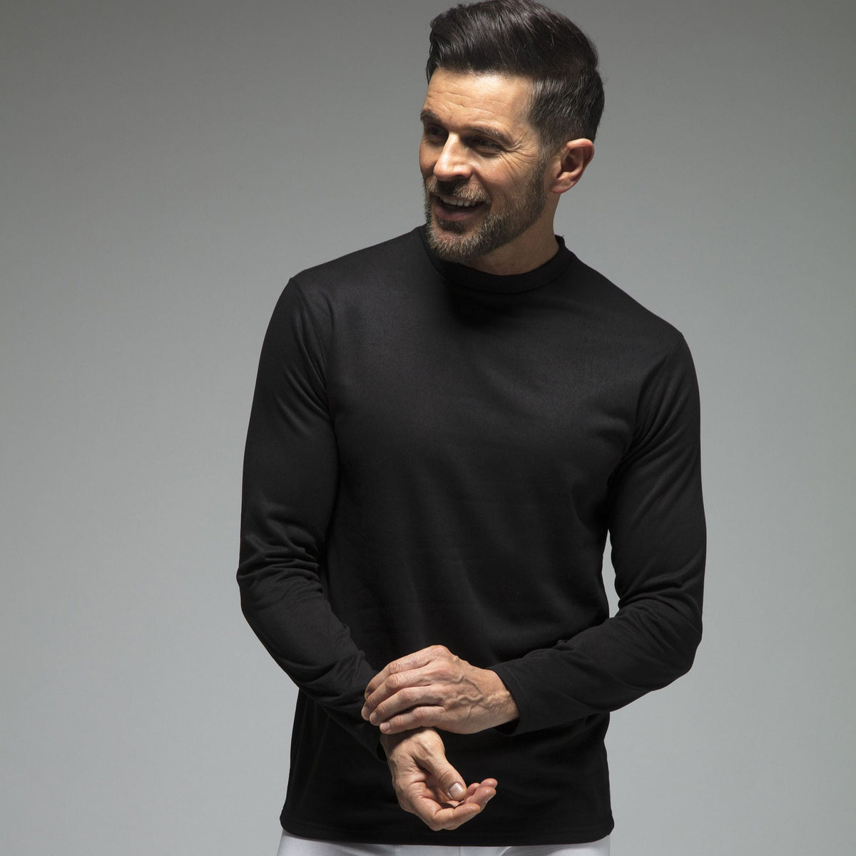 Mens Fleece Lined Base Layer Thermal Long Sleeve Top