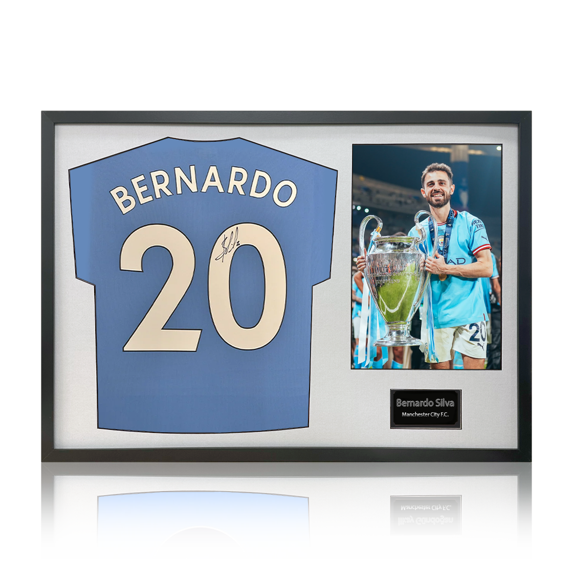 Bernardo Silva Signed Manchester City 23/24 Premier League Champions Shirt Classic Frame