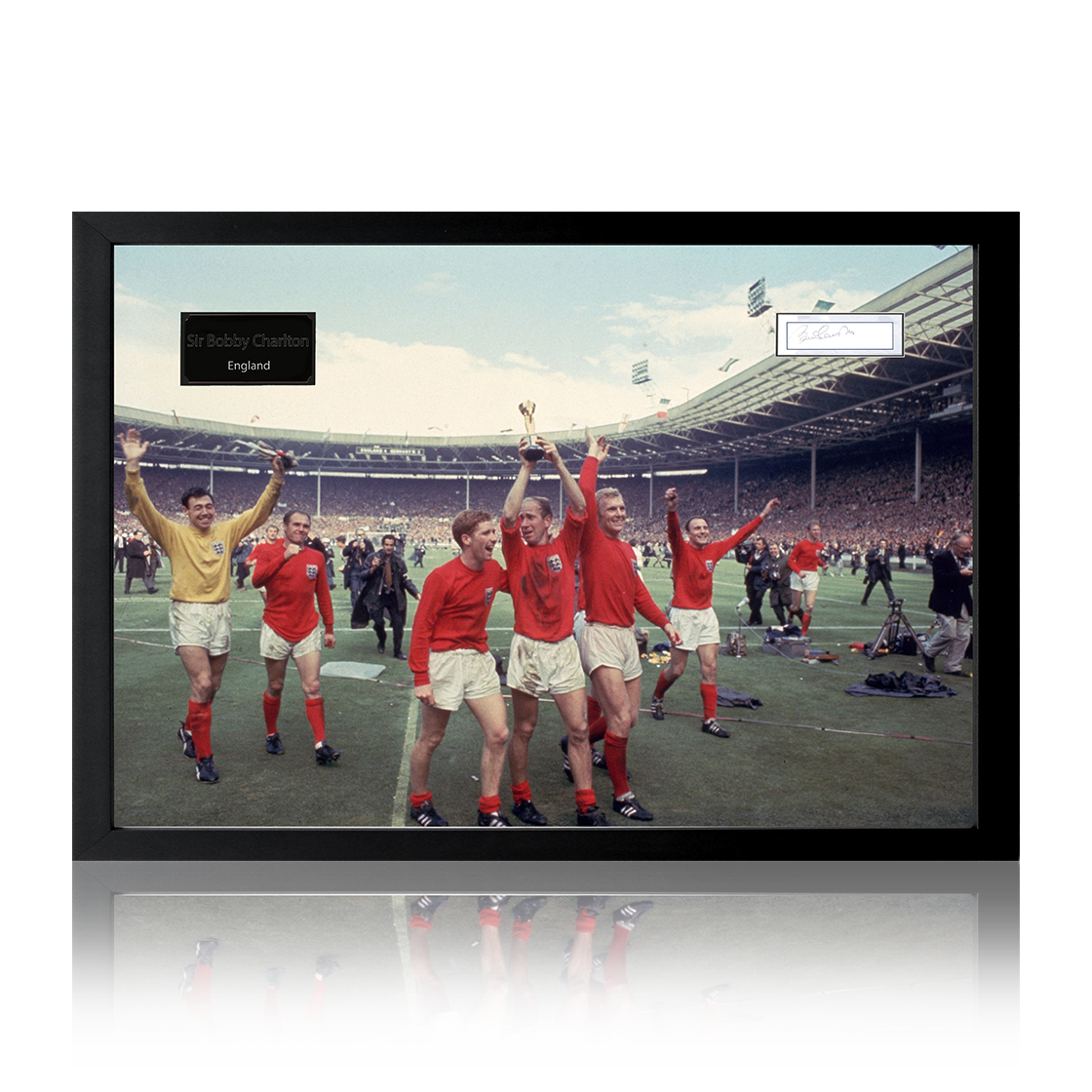 Sir Bobby Charlton Signed England Cut Iconic Frame
