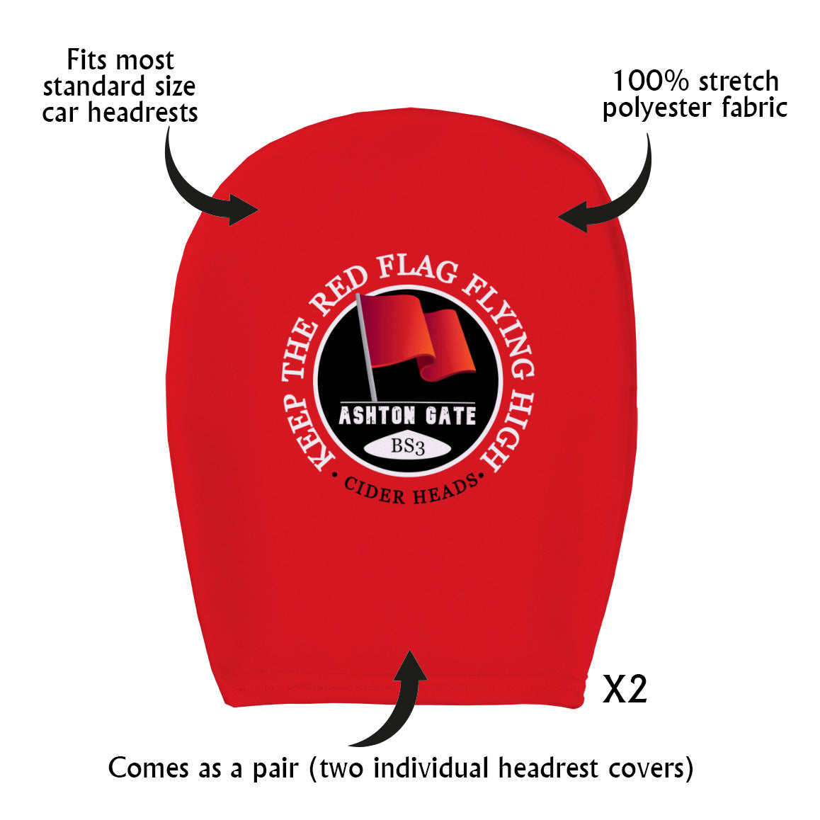Bristol Red Flag - Football Legends - Headrest Cover