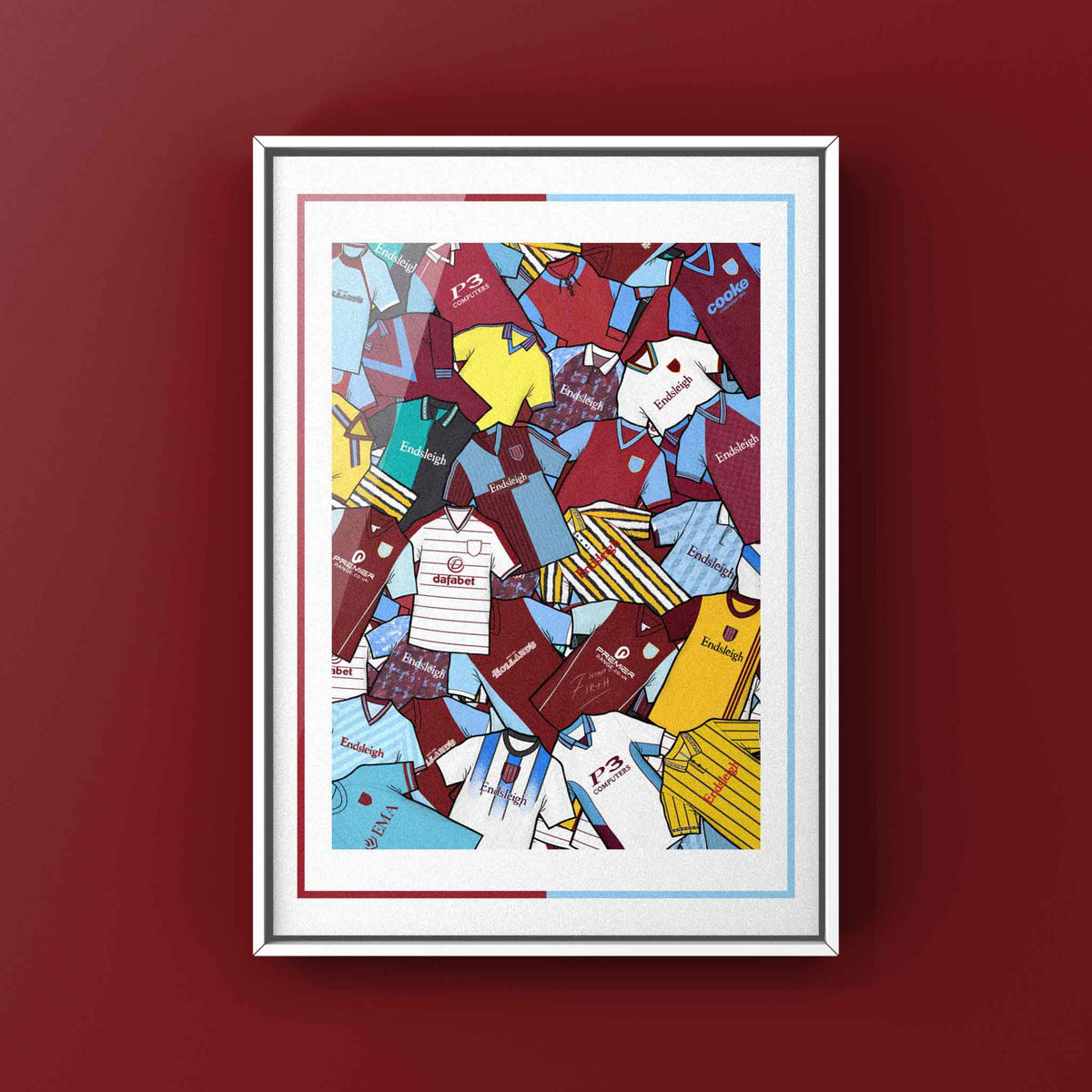 Burnley Kit Collage Retro Shirts Football Print