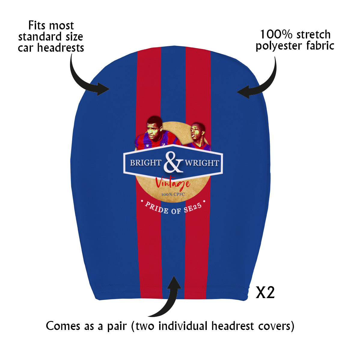 Crystal-Palace Bright Wright - Football Legends - Headrest Cover