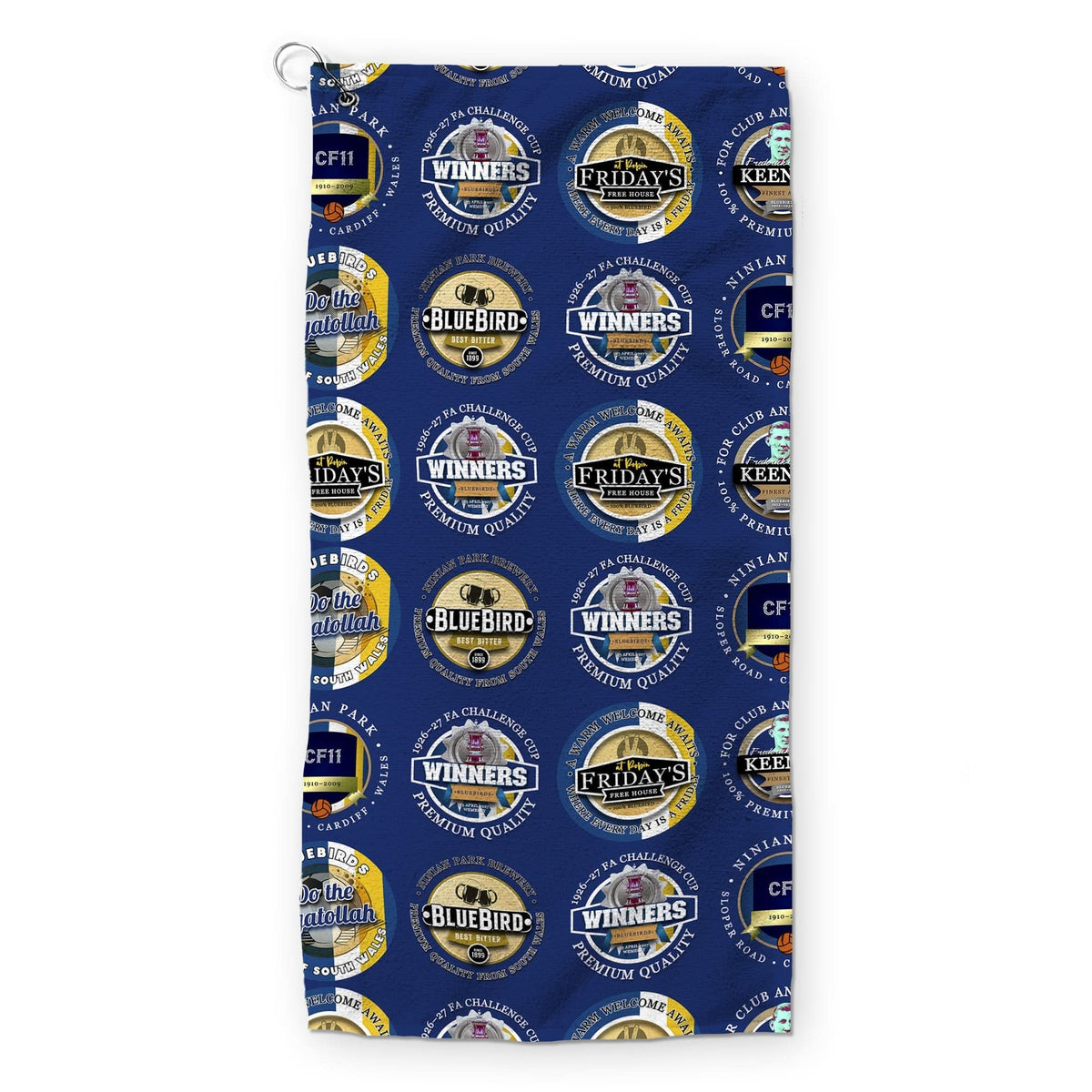 Cardiff - Football Legends - Retro Lightweight, Microfibre Golf Towel