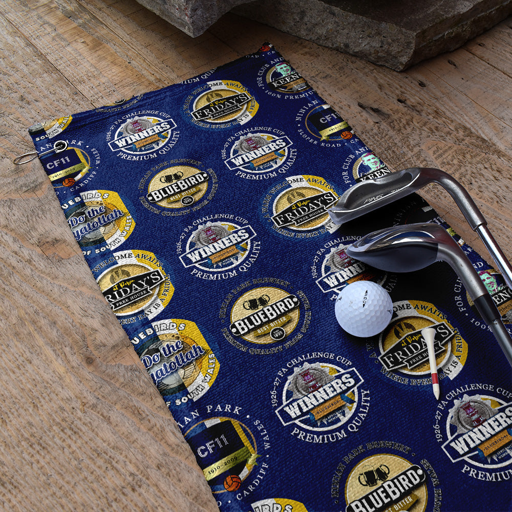 Cardiff - Football Legends - Retro Lightweight, Microfibre Golf Towel