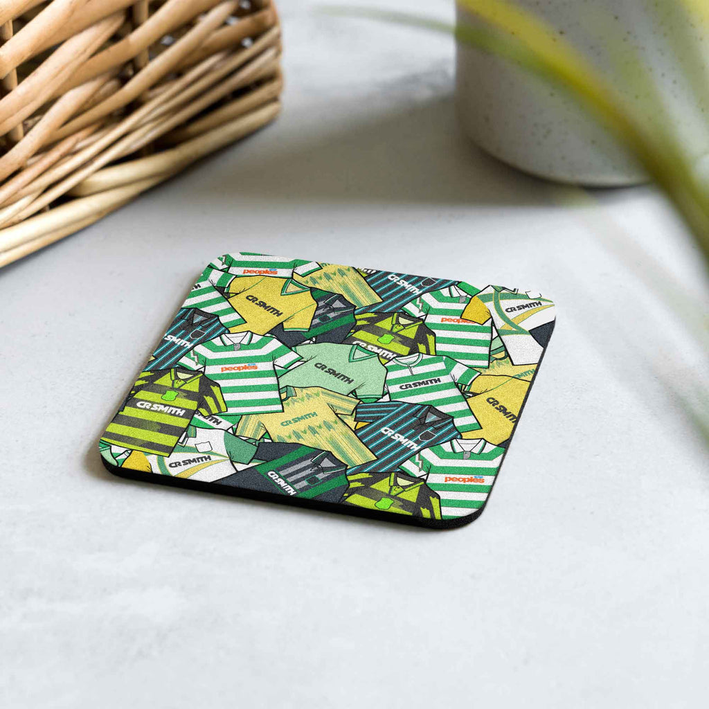 Celtic Collage Of Retro Shirts Football Coaster
