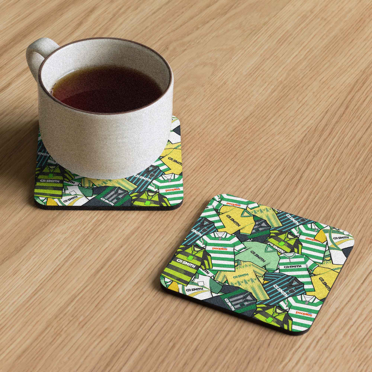 Celtic Collage Of Retro Shirts Football Coaster