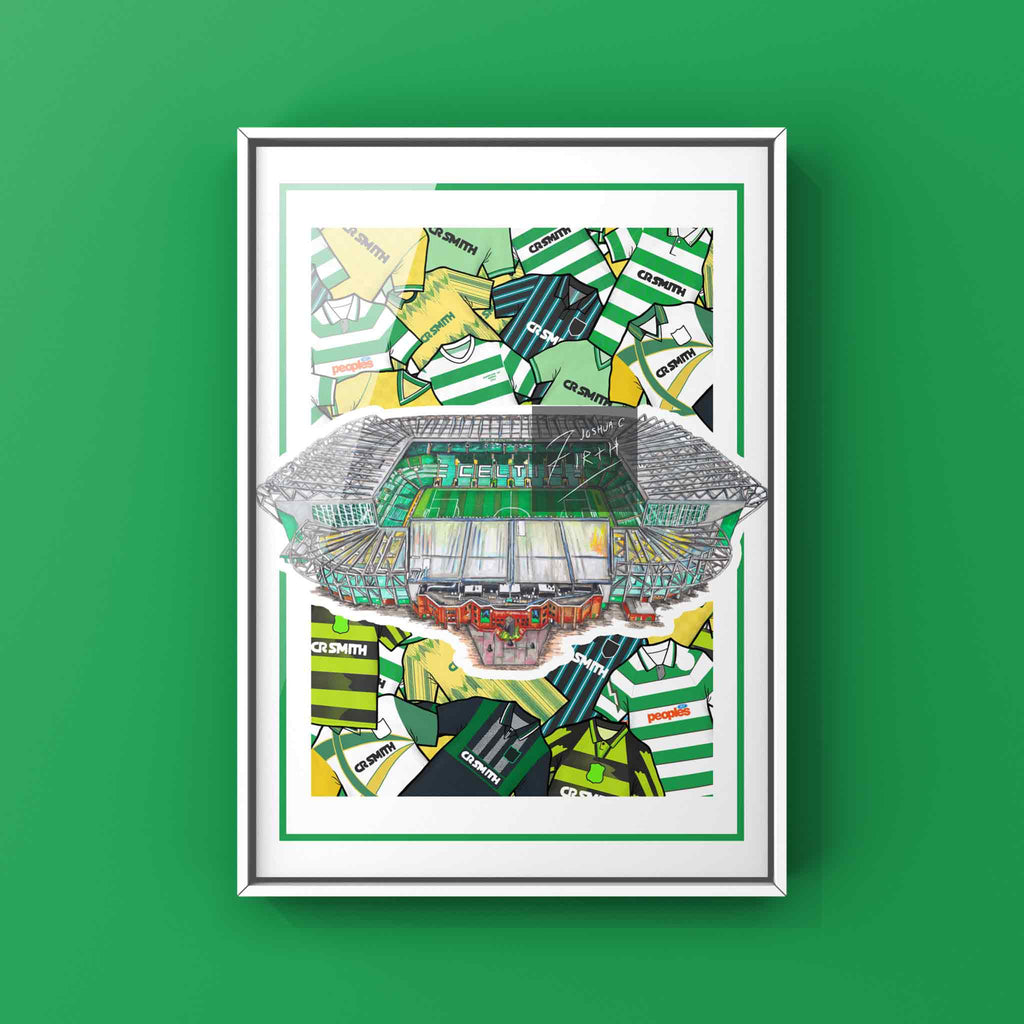 Celtic Kit Collage Retro Shirts & Stadium Football Print