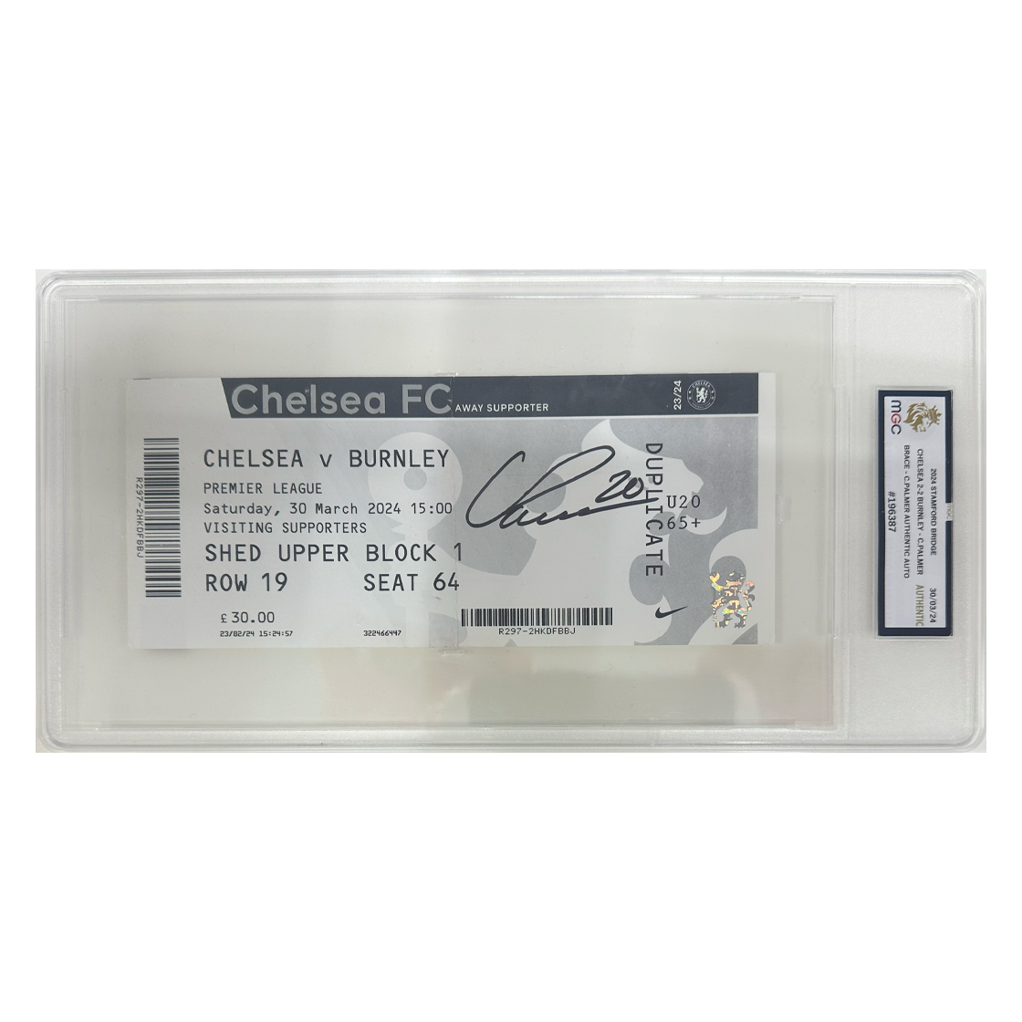 Cole Palmer Signed Chelsea v Manchester United Ticket