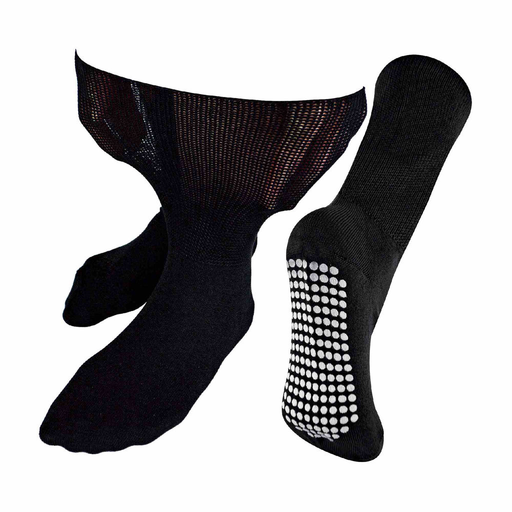 1 Pack Extra Wide Bamboo Oedema Socks with Grips