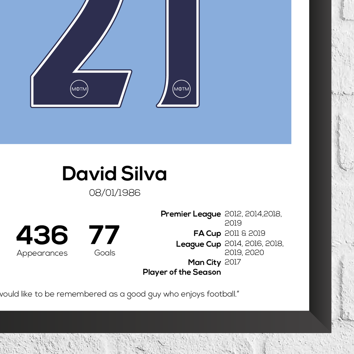 David Silva Legend Stats Print