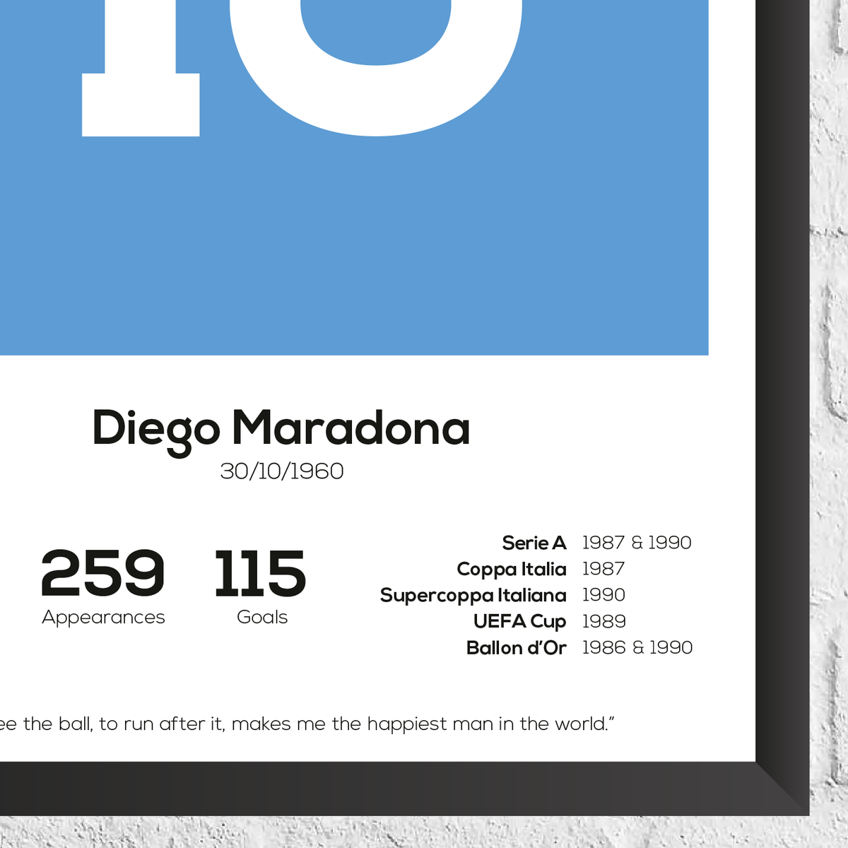 Diego Maradona Legend Stats Print