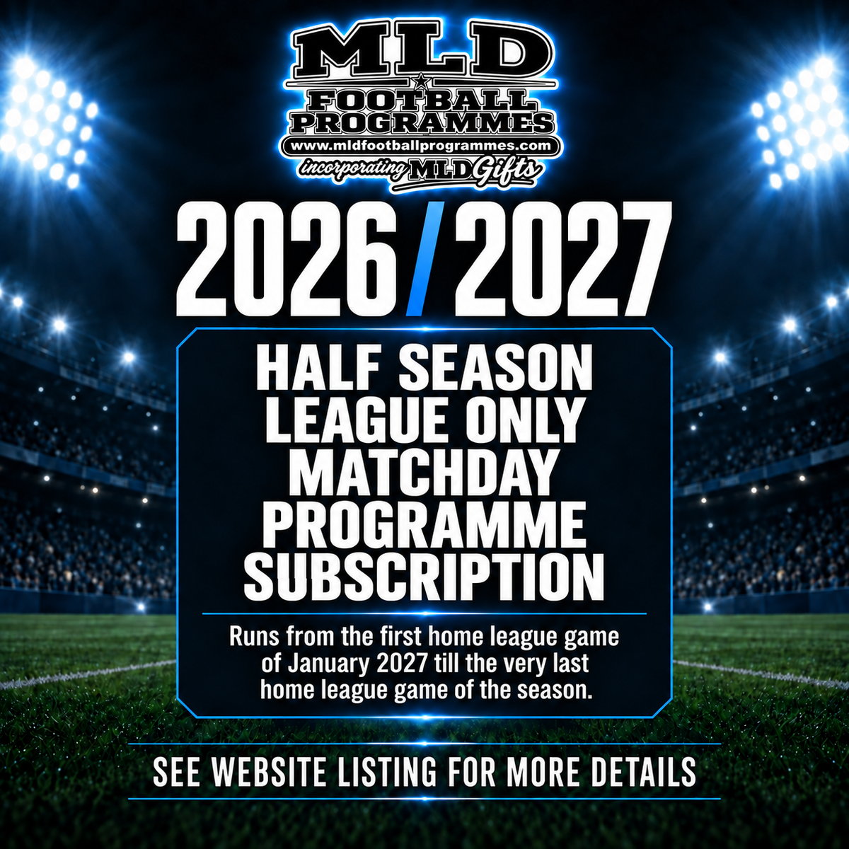 HALF SEASON Matchday Programme Subscription 2026/2027 Season - UK DELIVERY ONLY, STARTS JANUARY 2027